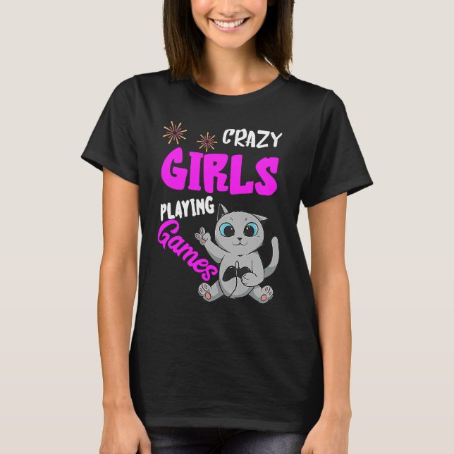 Gamer Girls Cute Gamer Cat Consoles Gamer Gaming T-Shirt (Front)