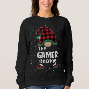 Gamer Gnome Buffalo Plaid Matching Christmas Pajam Sweatshirt