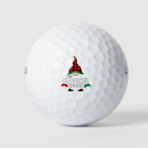 Gamer Gnome Buffalo Plaid Matching Family Christma Golf Balls