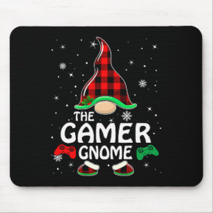 Gamer Gnome Buffalo Plaid Matching Family Christma Mouse Mat