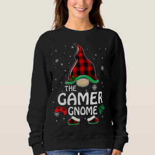 Gamer Gnome Buffalo Plaid Matching Family Christma Sweatshirt