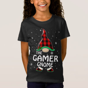 Gamer Gnome Buffalo Plaid Matching Family Christma T-Shirt
