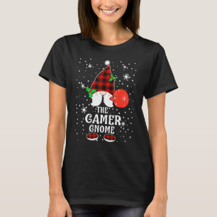Gamer Gnome Buffalo Plaid Matching Family Christma T-Shirt