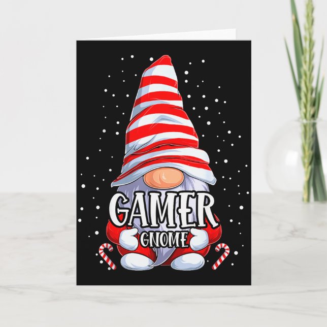 Gamer Gnome Christmas Pajamas Matching Family Grou Card (Front)