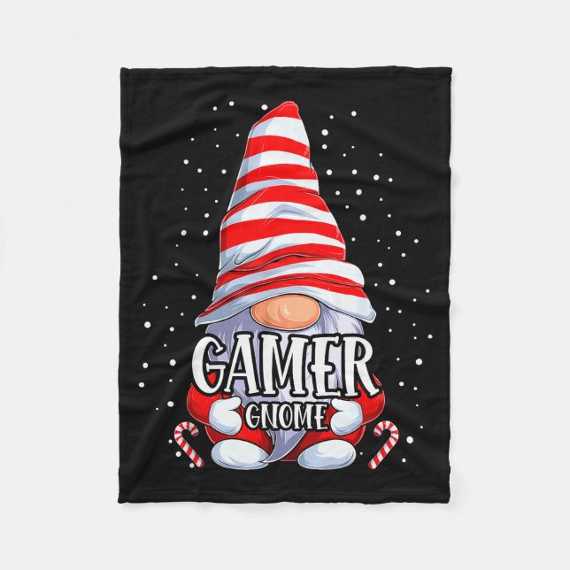 Gamer Gnome Christmas Pajamas Matching Family Grou Fleece Blanket (Front)