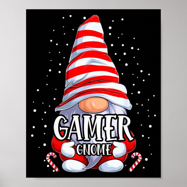 Gamer Gnome Christmas Pajamas Matching Family Grou Poster (Front)