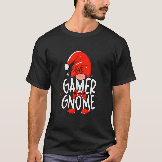 Gamer Gnome Family Matching Group Christmas Boys G T-Shirt (Front)