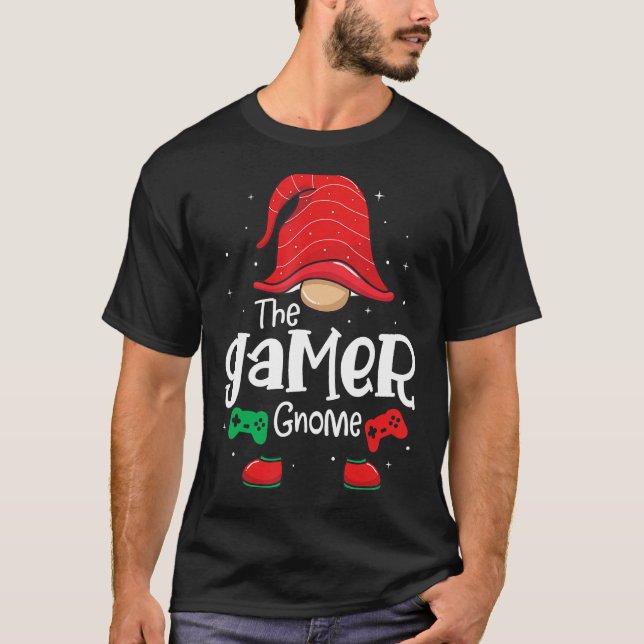 Gamer Gnome Funny Christmas Matching Family Pajama T-Shirt (Front)