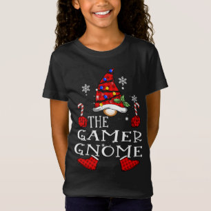 Gamer Gnome Red Plaid Matching Family Christmas Pa T-Shirt