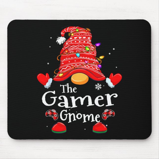 Gamer Gnome - Xmas Video Gamers Christmas Gnomes  Mouse Mat (Front)