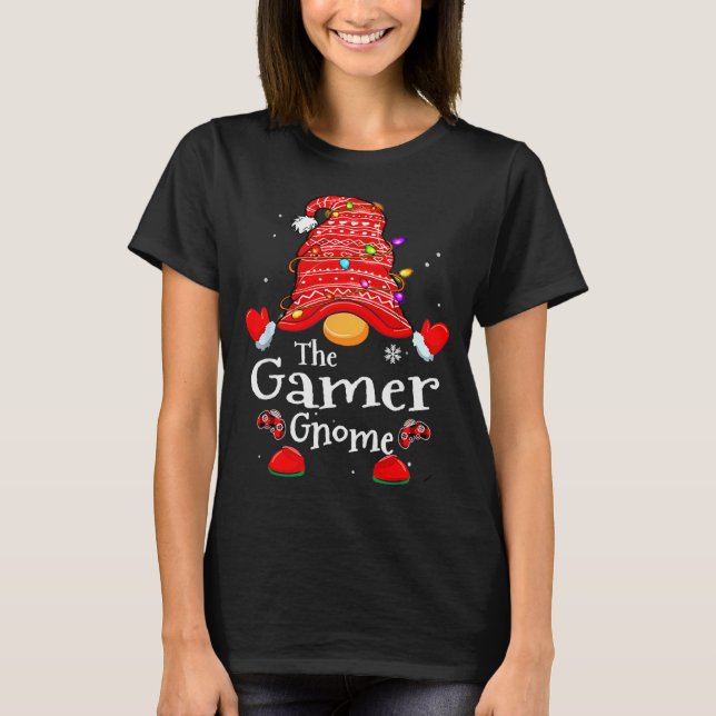 Gamer Gnome - Xmas Video Gamers Christmas Gnomes  T-Shirt (Front)