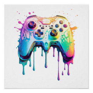 Gamer Graphic Video Game - Colourful Video Game Lo Poster