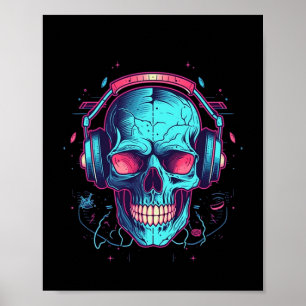 Gamer Halloween Costume Skull Gaming Video-game Poster
