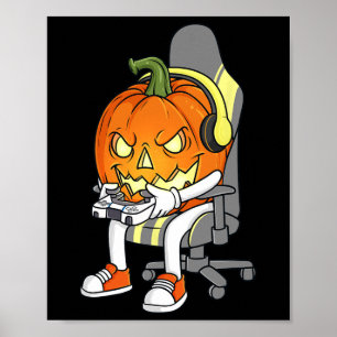 Gamer Halloween Jackolantern Scary Gaming Boys Kid Poster
