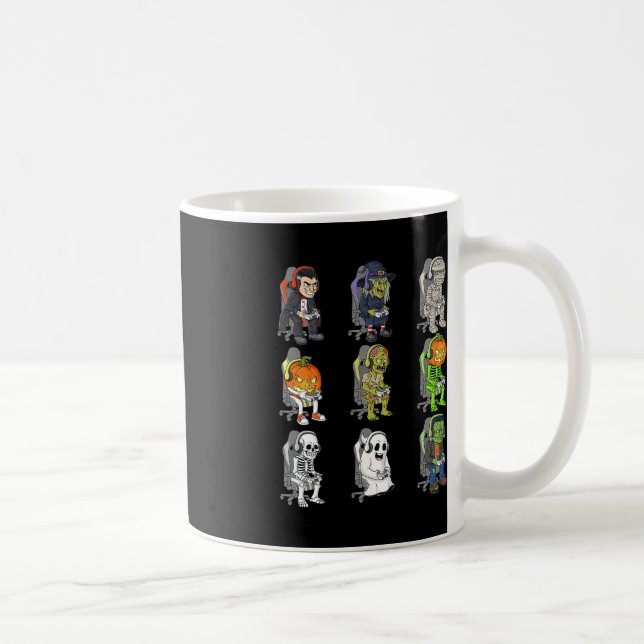 Gamer Halloween Skeleton Vampire Gaming Mummy Boys Coffee Mug (Right)