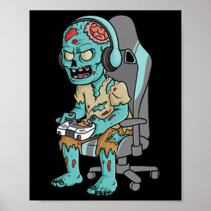 Gamer Halloween Zombie Scary Gaming Boys Kids Teen Poster