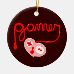 Gamer Heart Ceramic Tree Decoration