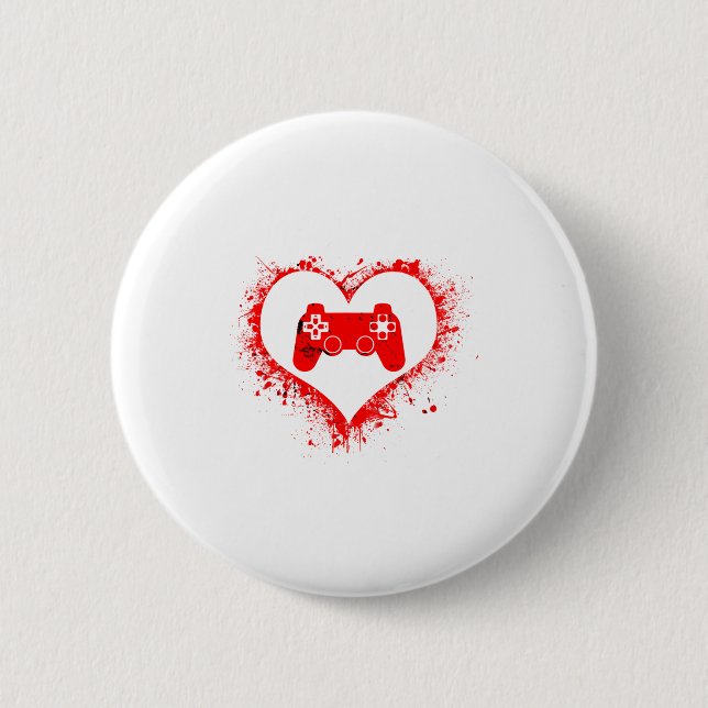 Gamer Heart Valentines Day Video Games Boys Kids T 6 Cm Round Badge (Front)