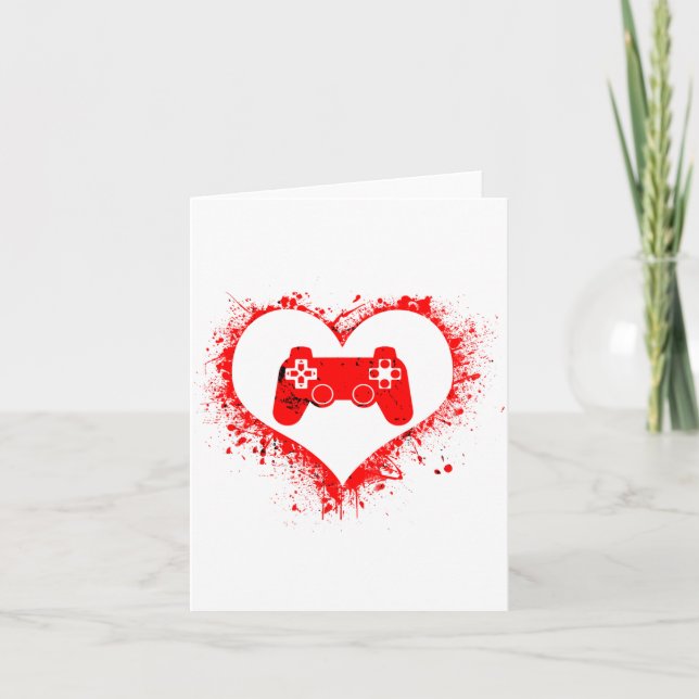 Gamer Heart Valentines Day Video Games Boys Kids T Card (Front)