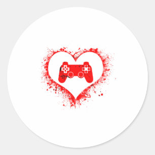 Gamer Heart Valentines Day Video Games Boys Kids T Classic Round Sticker