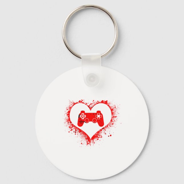 Gamer Heart Valentines Day Video Games Boys Kids T Key Ring (Front)