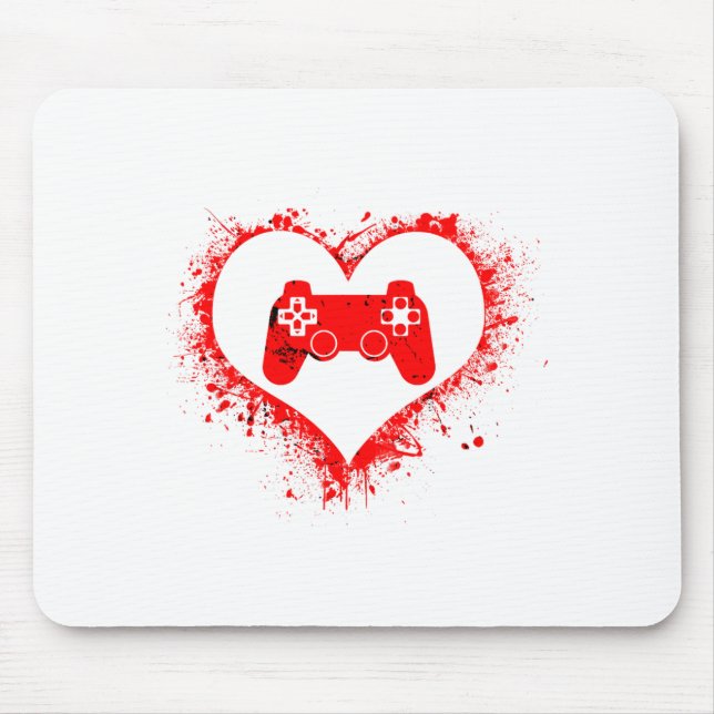Gamer Heart Valentines Day Video Games Boys Kids T Mouse Mat (Front)