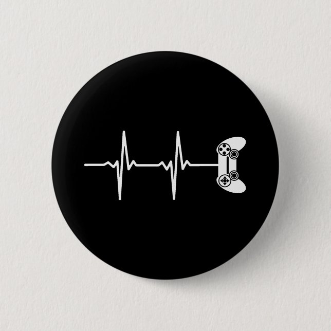 Gamer Heartbeat 6 Cm Round Badge (Front)