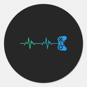 Gamer Heartbeat Cool Video Game Controller For Ner Classic Round Sticker