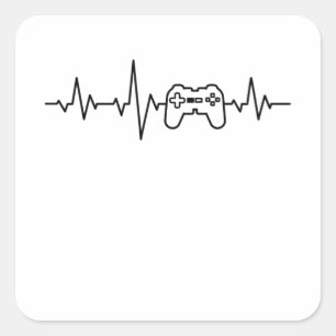 GAMER HEARTBEAT Funny Gamer Gaming Video Gamer Square Sticker