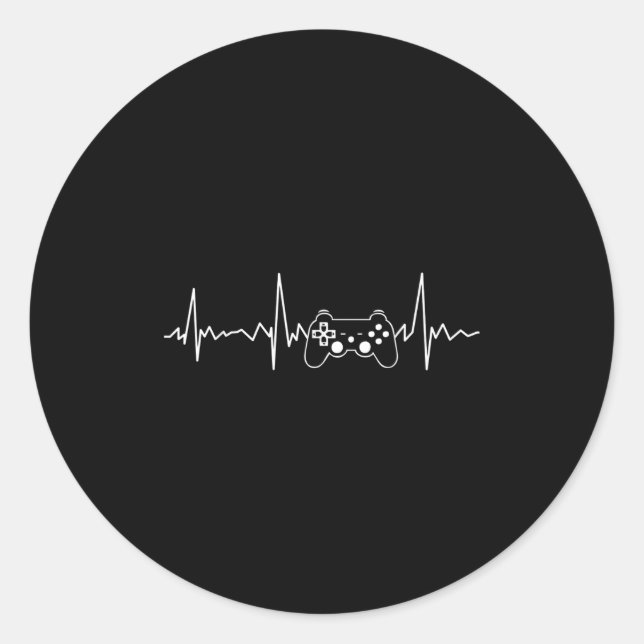 Gamer Heartbeat Funny Video Game Gift Boys Men Gam Classic Round Sticker (Front)