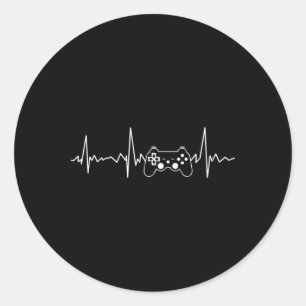 Gamer Heartbeat Funny Video Game Gift Boys Men Gam Classic Round Sticker