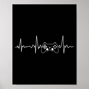 Gamer Heartbeat Funny Video Game Gift Boys Men Gam Poster