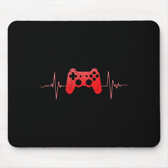 Gamer Heartbeat Pulse Video Game Controller Gaming Mouse Mat (Front)