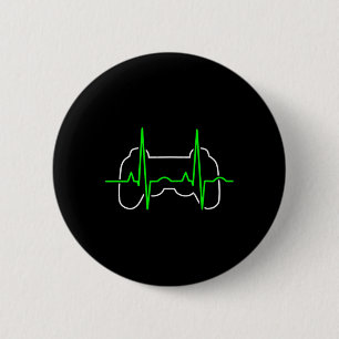 Gamer Heartbeat Pulse Video Game Lover Funny Cool  6 Cm Round Badge