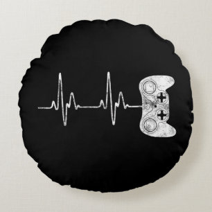 Gamer Heartbeat Video Game Lover Round Cushion