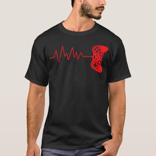Gamer Heartbeat Video Games Gaming Boys Teens Cont T-Shirt (Front)