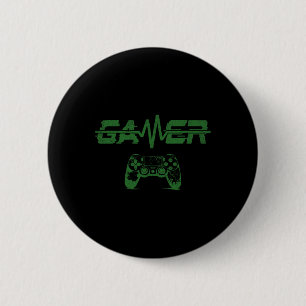 Gamer Heartbeat Video Games Gaming Boys Teens Men  6 Cm Round Badge