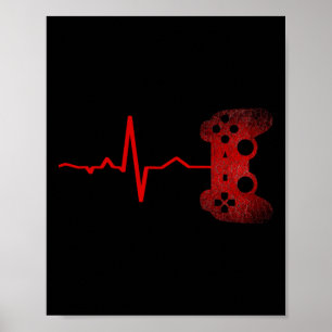 Gamer Heartbeat Video Games Gaming Boys Teens Men Poster