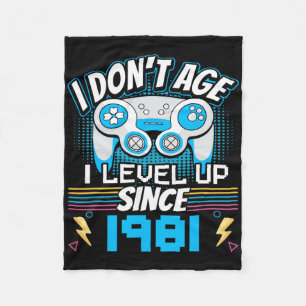 Gamer I Don't Age I Level Up Since 1981 Gaming Bir Fleece Blanket