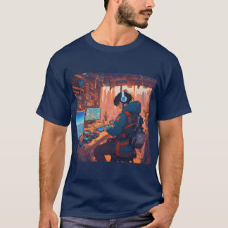 Gamer in Action Doodle T-Shirt