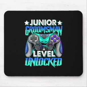 Gamer Junior Groomsman Level Unlocked Video Gaming Mouse Mat