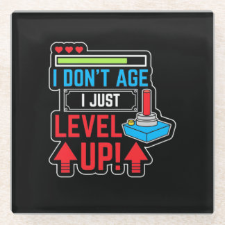 Gamer Just Level Up Glass Coaster