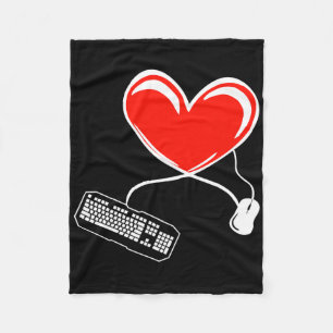 Gamer Keyboard And Mouse Video Game Heart Gaming L Fleece Blanket