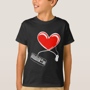 Gamer Keyboard And Mouse Video Game Heart Gaming L T-Shirt