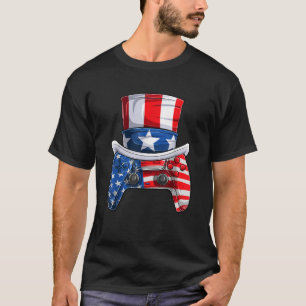 Gamer Kid Boy Fourth Of July American Flag Video G T-Shirt