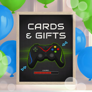 Gamer Kids Birthday Party Cards & Gifts Sign