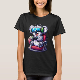 Gamer Koala Popcorn Gaming Chair Headphones Games  T-Shirt