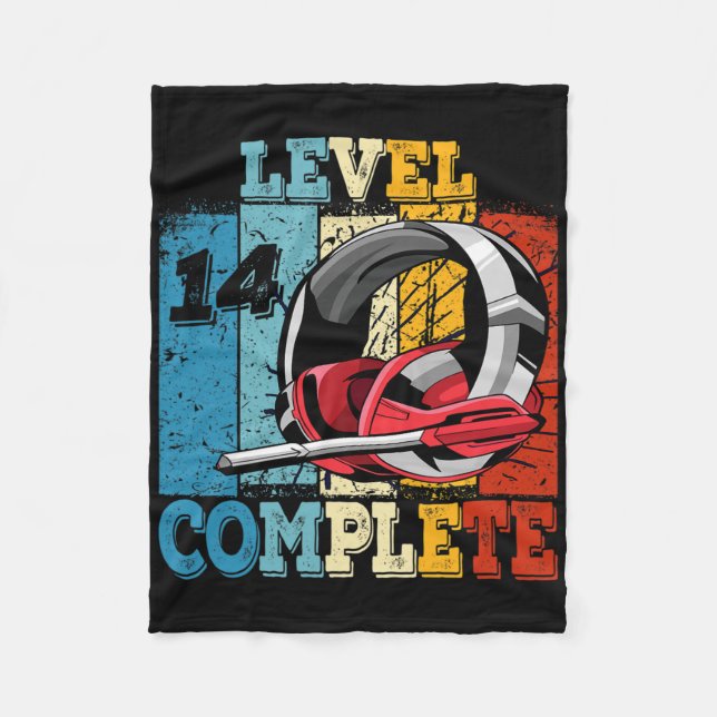Gamer Level 14 Unlocked Complete Gaming Controller Fleece Blanket (Front)