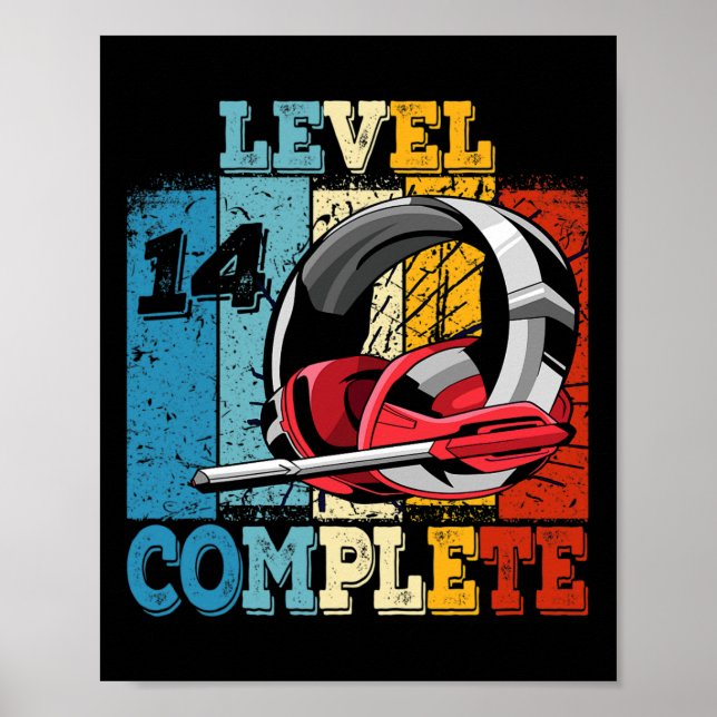 Gamer Level 14 Unlocked Complete Gaming Controller Poster (Front)