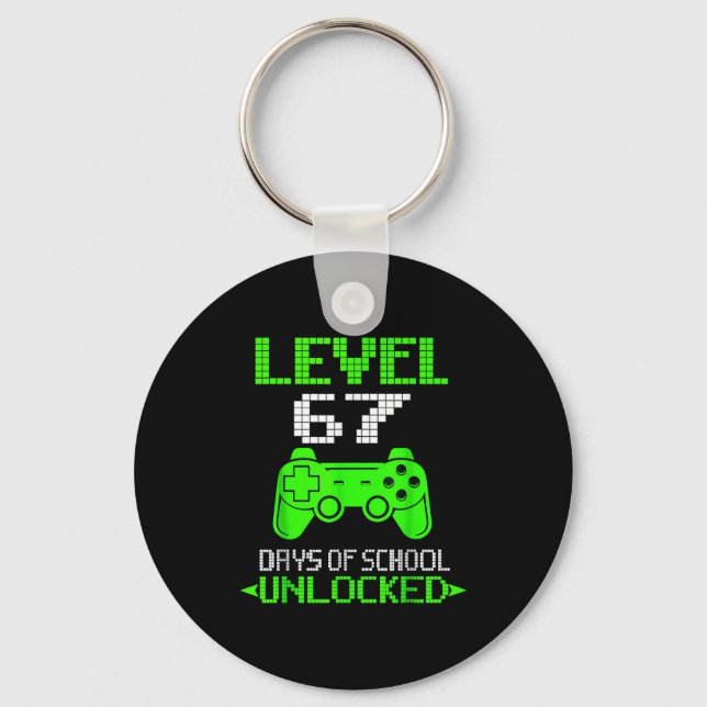Gamer Level 6 7 Unlocked 100th Day Of School Meme  Key Ring (Front)